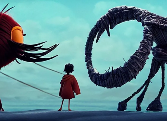 Image similar to A very high resolution image from a new movie, stop motion, Animated film Kubo, Kubo and the Two Strings, directed by wes anderson