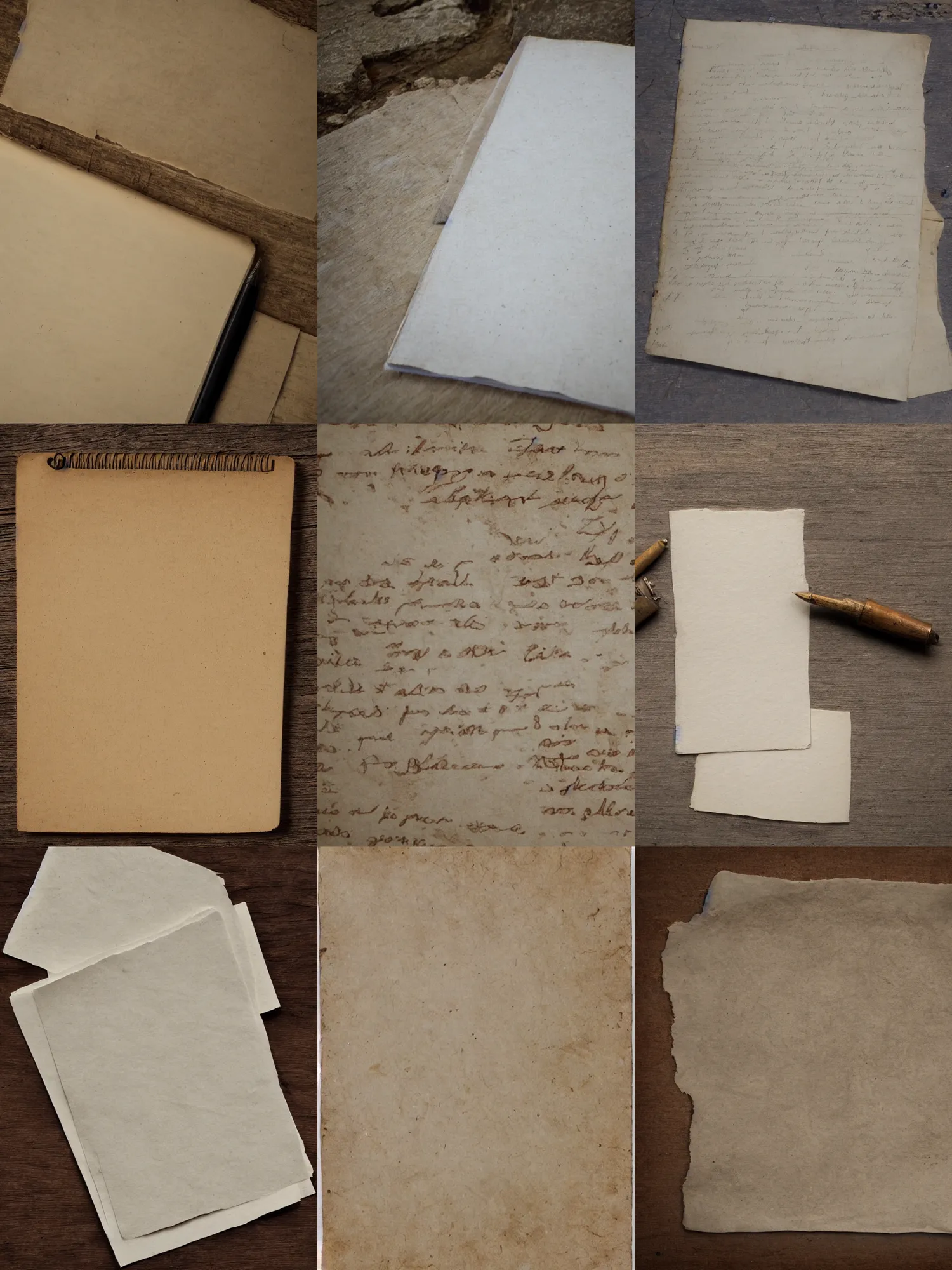 Prompt: blank paper, ancient, antique, old, venerable