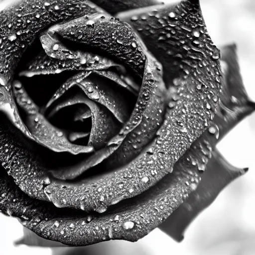 Image similar to award - winning macro of a beautiful black rose made of glowing molten magma