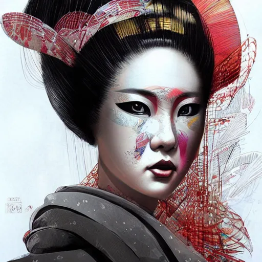 Prompt: a portrait of a geisha by android jones