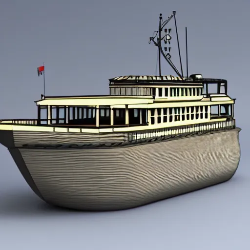 Image similar to a 3 d model of a steamboat