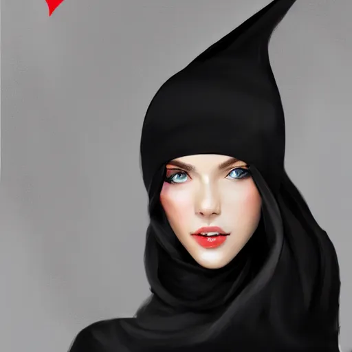 Image similar to beautiful woman in a black dress, full length photo, wearing a white hat and a red scarf, head bowed slightly, looking mischievously and mysteriously at the camera, wavy blond hair, knees upturned, very beautiful woman, 4k highly detailed, digital painting, artstation, concept art, matte, sharp focus, illustration, art by Artgerm and Greg Rutkowski and Alphonse Mucha