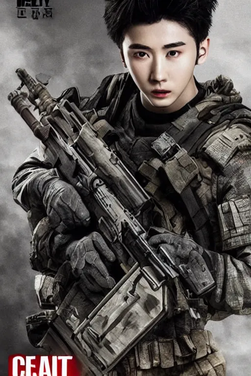 Image similar to cai xukun in call of duty warzone, poster, detailed