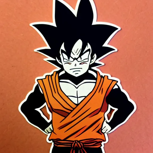 Image similar to die cut sticker, goku one piece style, splatter paint