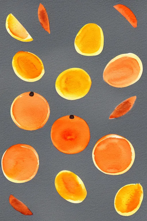 Image similar to minimalist watercolor art oranges on white background, illustration, vector art