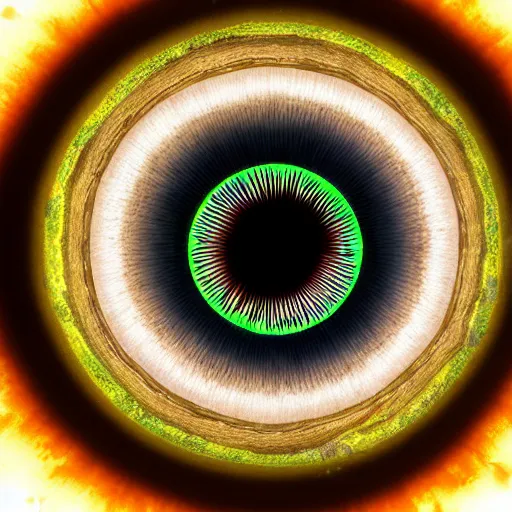 Prompt: eyeball containing the power of the universe, unreal engine 5, 8k, raytracing, perfect symmetry, insane detail, digital,