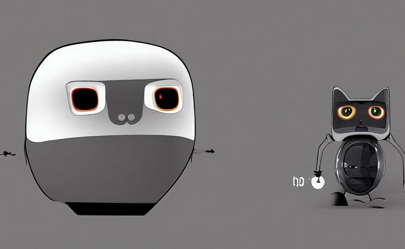 Image similar to a robot shaped like a cat, designed by Apple, concept art
