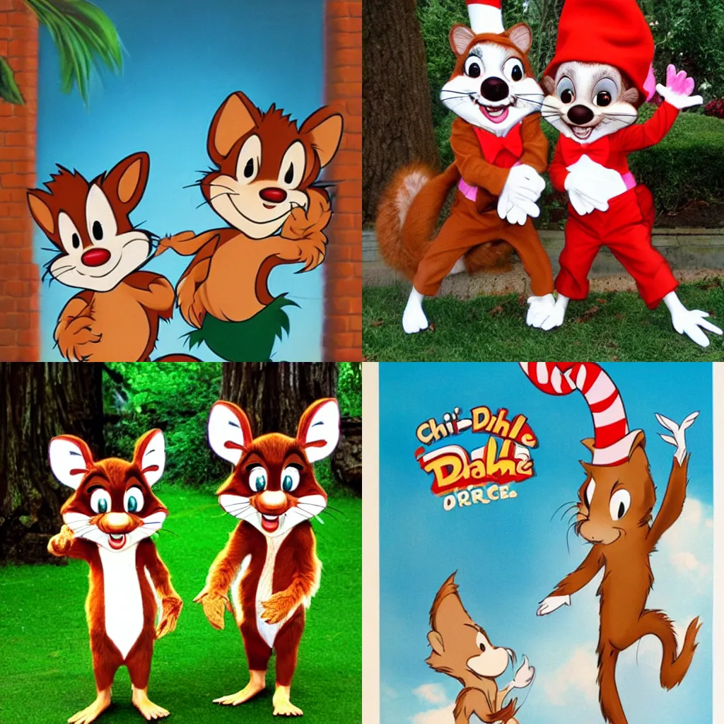 Prompt: Chip 'n Dale, in style of dr. seuss