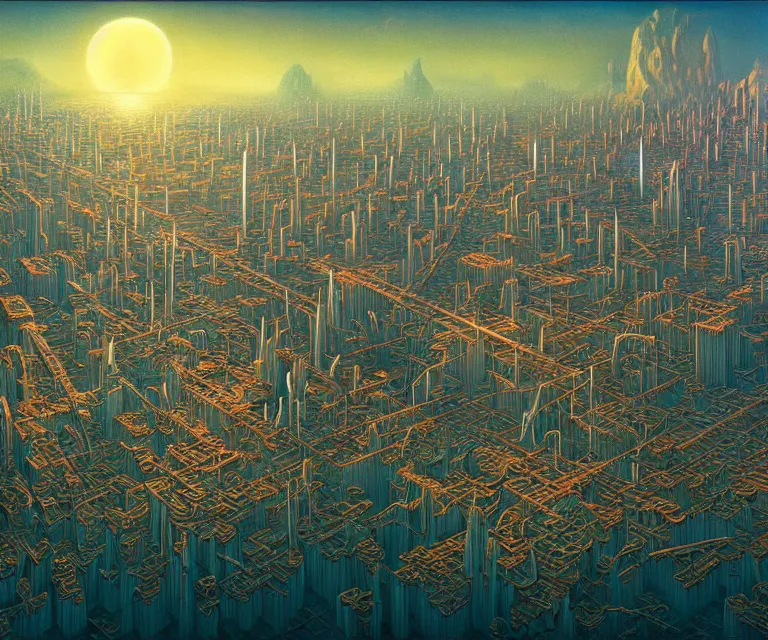 Image similar to hyper detailed 3d render like a Oil painting - advanced alien city at the bottom of the sea, by Jacek Yerka, Mariusz Lewandowski, Houdini algorithmic generative render, Abstract brush strokes, Masterpiece, Edward Hopper and James Gilleard, Zdzislaw Beksinski, Mark Ryden, Wolfgang Lettl, hints of Yayoi Kasuma, octane render, 8k