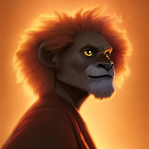 Prompt: portrait of doc brown!!!!! riding on ( ( ( ( lion king ) ) ) ), disney animation, sharp, illustration, sharp, fanart, anime key art by greg rutkowski, bloom, dramatic lighting sharp focus, cinematic, artbook, smooth, centered