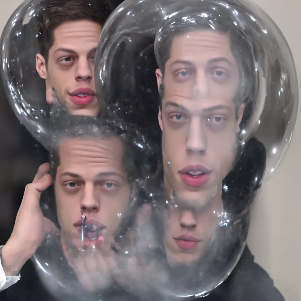 Image similar to pete davidson stuck inside a bubble