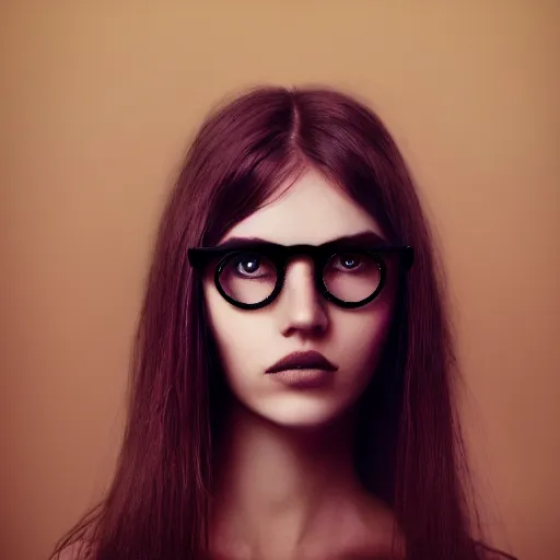 Image similar to surreal photography of beautiful female model portrait with four eyes, photography, cinematic, film still