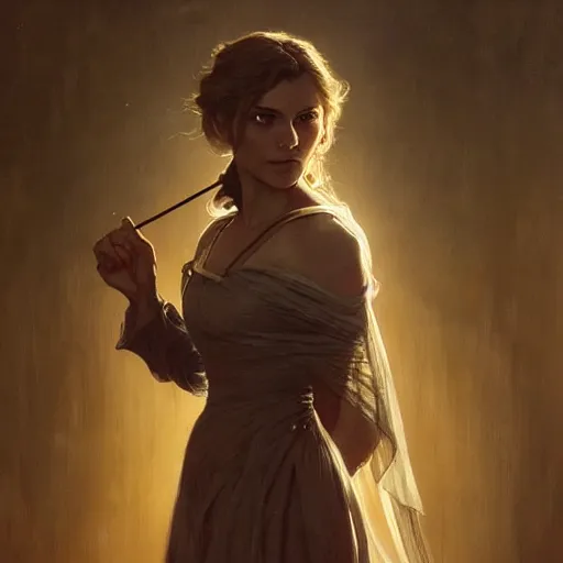 Image similar to Emmanuelle Seigner, D&D, fantasy, intricate, cinematic lighting, highly detailed, beautiful, digital painting, artstation, masterpiece, concept art, smooth, sharp focus, illustration, art by Artgerm Greg Rutkowski and william-Adolphe Bouguereau