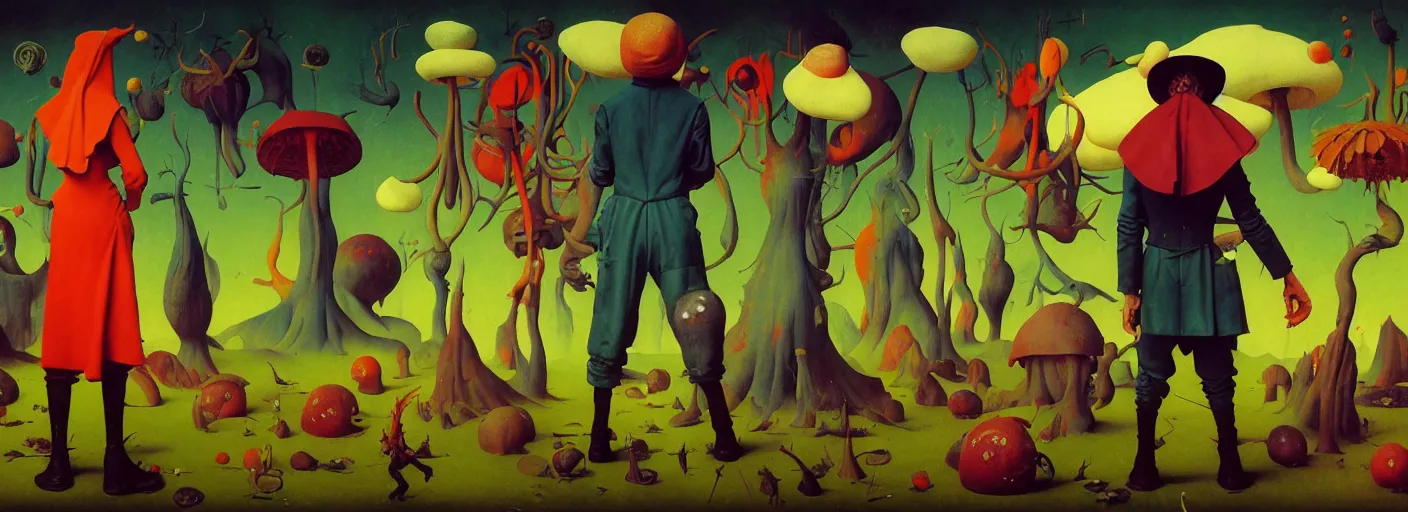 Image similar to full - body surreal colorful fungus rpg character concept art anatomy, action pose, very coherent and colorful high contrast masterpiece by norman rockwell franz sedlacek hieronymus bosch dean ellis simon stalenhag rene magritte gediminas pranckevicius, dark shadows, sunny day, hard lighting, reference sheet white! background