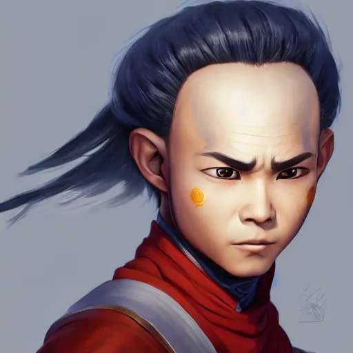 Image similar to a portrait of Aang , made by Stanley Artgerm Lau, WLOP, Rossdraws, ArtStation, CGSociety, concept art, cgsociety, octane render, trending on artstation, artstationHD, artstationHQ, unreal engine, 4k, 8k,