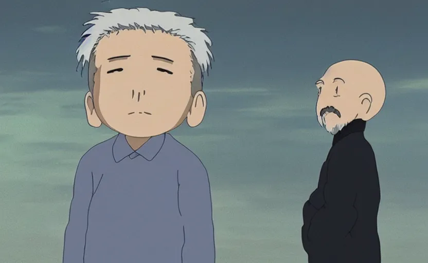 Image similar to a still of david lynch in spirited away, anime style, studio ghibli,