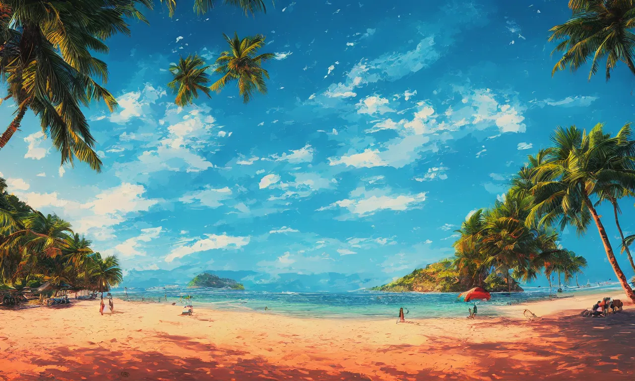 Image similar to paradise beach by alena aenami artworks in 4 k