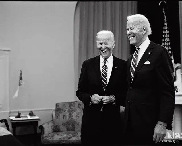 Image similar to president joe biden face to face with president joe biden, nikon 3 5 mm, photograph