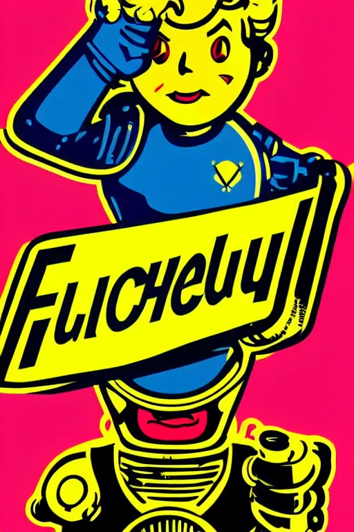 Image similar to fallout 7 6 retro futurist illustration art by butcher billy, sticker, colorful, illustration, highly detailed, simple, smooth and clean vector curves, no jagged lines, vector art, smooth andy warhol style