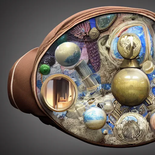 Image similar to universe inside ampoules and alambics in a surreal ancient doctor's bag, intricated detailed, soft painting, depth of field, trending on artstation