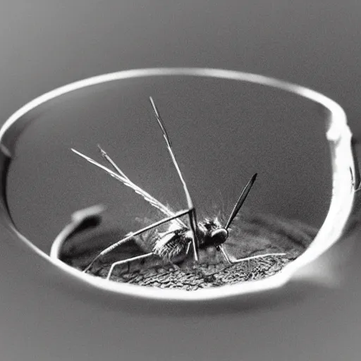 Image similar to mosquito on an ashtray, highly detailed, smooth, sharp focus, illustration, vfx