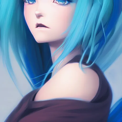 Image similar to an advanced anime painting of a woman Faery with blue hair, a digital painting by Ilya Kuvshinov, cgsociety, fantasy art, ilya kuvshinov, speedpainting, digital painting