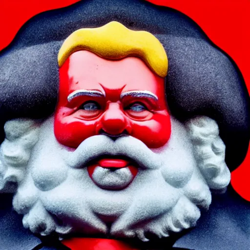 Prompt: Karl Marx as Ronald McDonald, smilingz close up, hyper realistic, high detail skin, good lighting, sharp focus