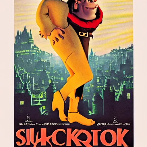 Prompt: vintage movie poster for shrek,