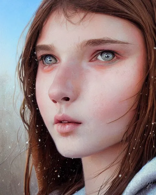 Image similar to symmetry!! portrait of 1 5 - year - old girl with voluminous bushy brown hair, large front teeth, and bright piercing brown eyes, hyper realistic face, beautiful eyes, fantasy art, in the style of greg rutkowski, intricate, hyper detailed, smooth