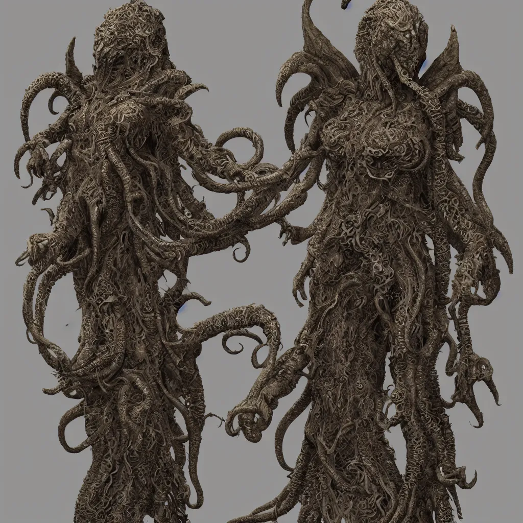 Image similar to a ancient cthulhu goddess, fantasy, intricate, highly detailed, artstation, zbrush, concept art, smooth, octane render sharp focus, full color