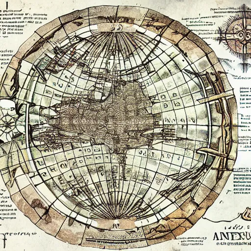 Image similar to ancient navigation map, illustration