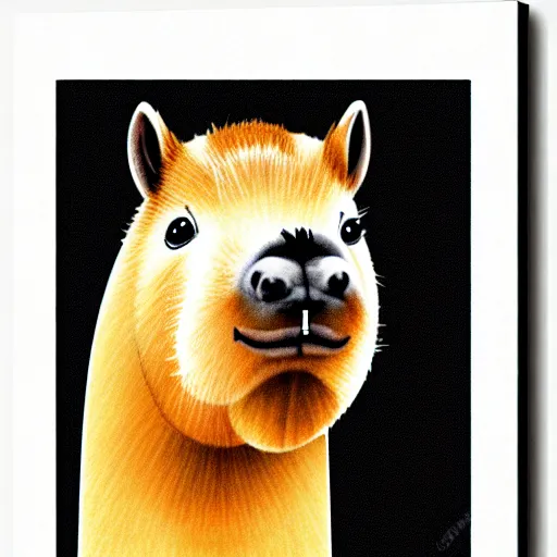 Image similar to funny animal capybara on white background cartoon style, high detail, 5 0 mm, mfs