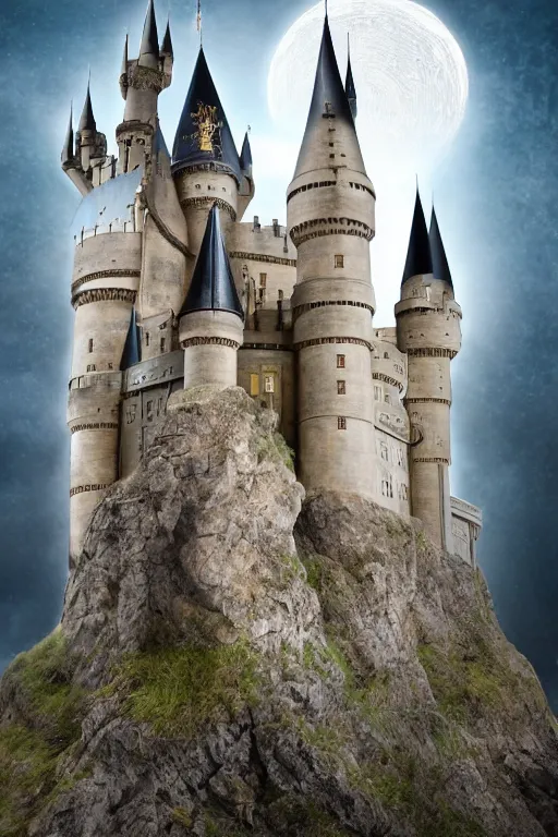 Prompt: commercial photography product shot of a castle in the style of minas tirith and hogwarts, beautiful lighting, studio shoot, playroom setting