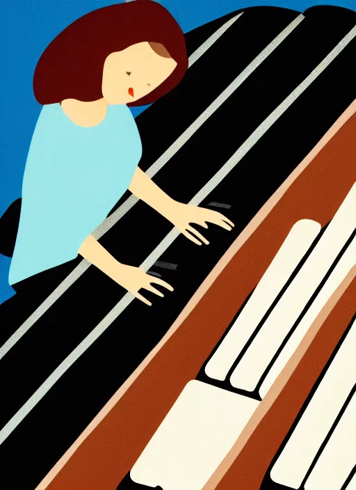 Image similar to illustration of girl playing piano, 4 k, high quality, sharp fucos