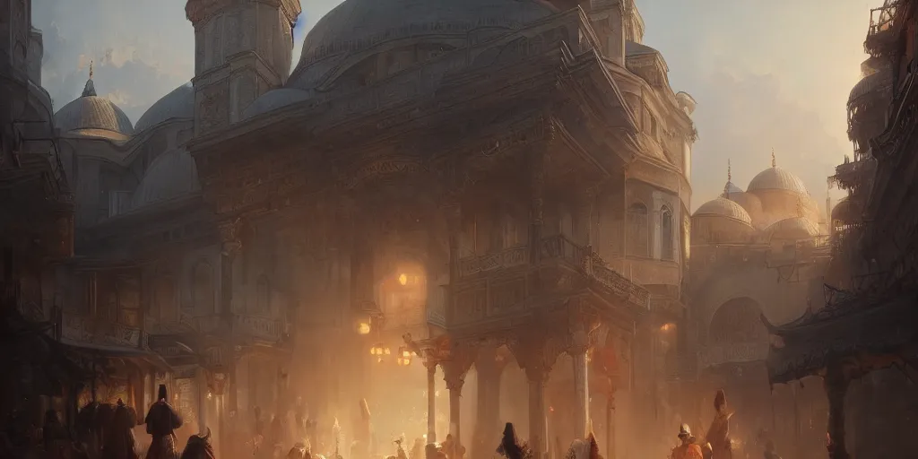 Image similar to Istanbul, extremely detailed digital painting, in the style of Fenghua Zhong and Ruan Jia and jeremy lipking and Peter Mohrbacher, mystical colors, rim light, beautiful Lighting, 8k, stunning scene, raytracing, octane, trending on artstation