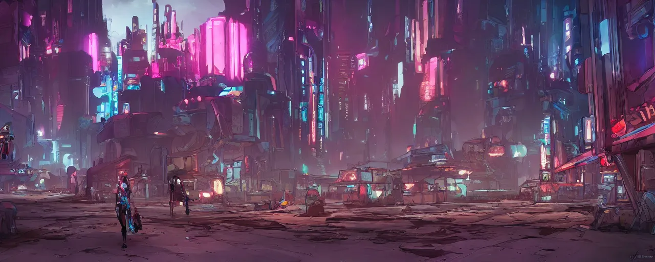 Image similar to science fiction city, borderlands 3 concept art, llustration, cyberpunk dark fantasy art, gta 5 cover, official fanart behance hd artstation by jesper ejsing, by rhads, makoto shinkai and lois van baarle, ilya kuvshinov, ossdraws