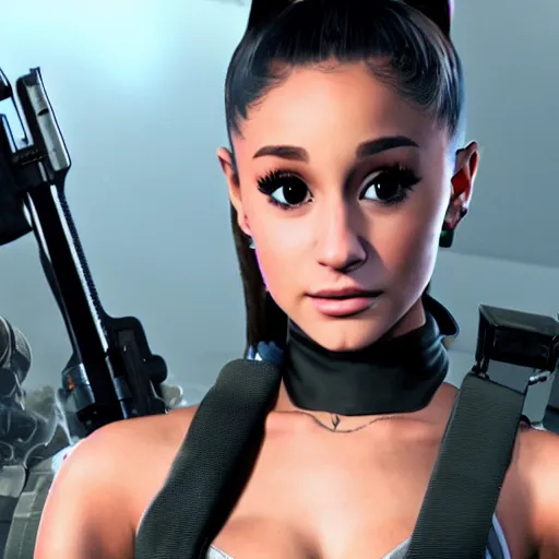 Image similar to Ariana Grande in Call of Duty, 4k