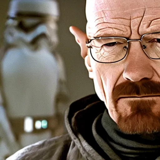 Prompt: A still of Walter White in Star Wars: A New Hope