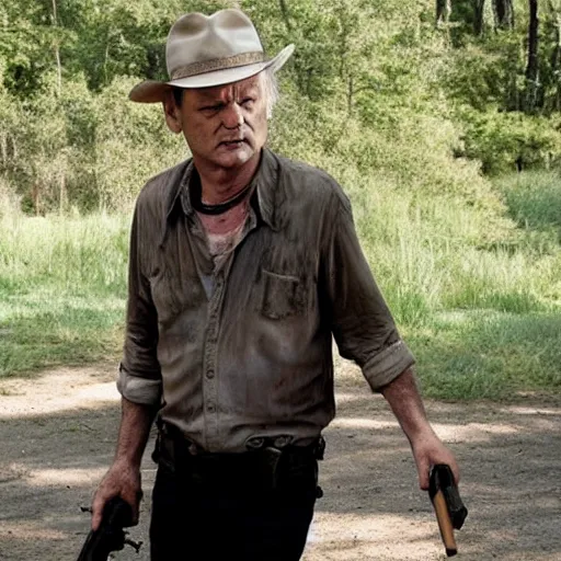 Prompt: bill murray in walking dead