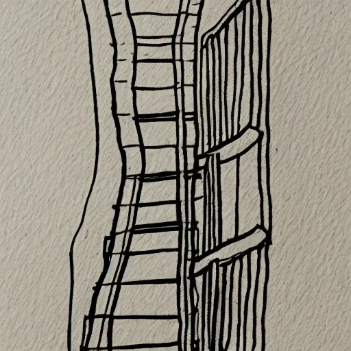 Prompt: single line pen drawing of a snake and a ladder