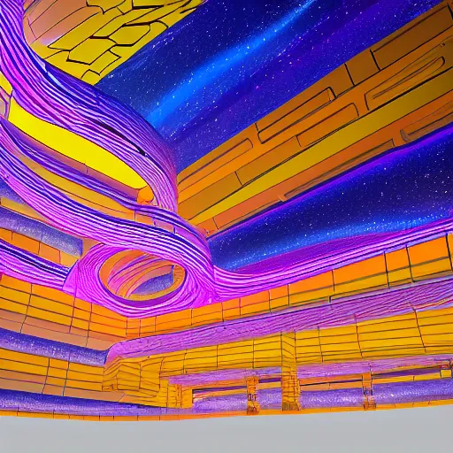 Prompt: Liminal space in outer space by Walt Disney slightly influenced by Carlos Cruz-Diez