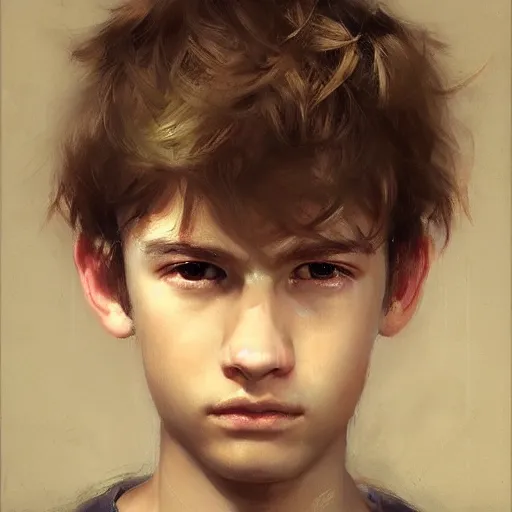 Prompt: stunning teen boy portrait by ruan jia