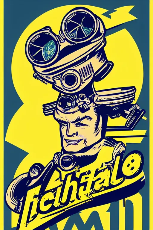 Image similar to fallout 7 6 retro futurist illustration art by butcher billy, sticker, colorful, illustration, highly detailed, simple, smooth and clean vector curves, no jagged lines, vector art, smooth andy warhol style