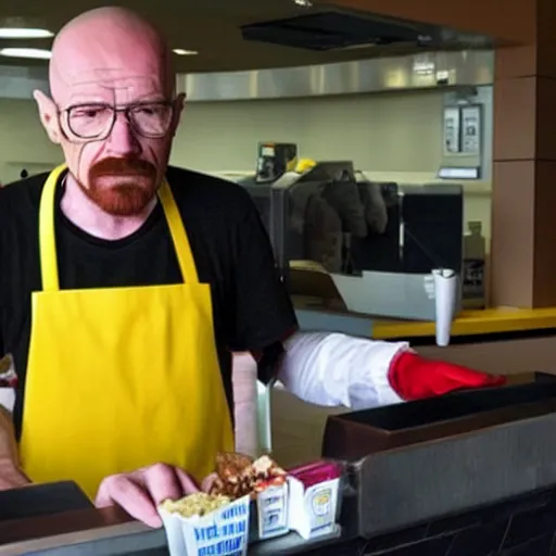 Prompt: walter white working at mcdonalds