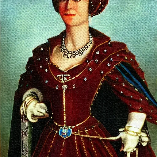Image similar to Ben Afleck as the Queen of England