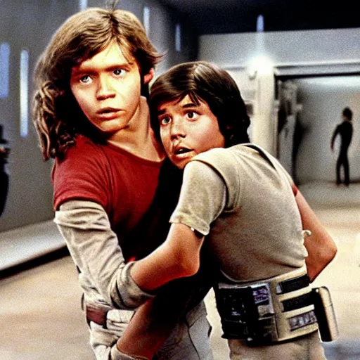 Image similar to a film still of teenage able in star wars 1 9 7 7, realistic, photorealistic