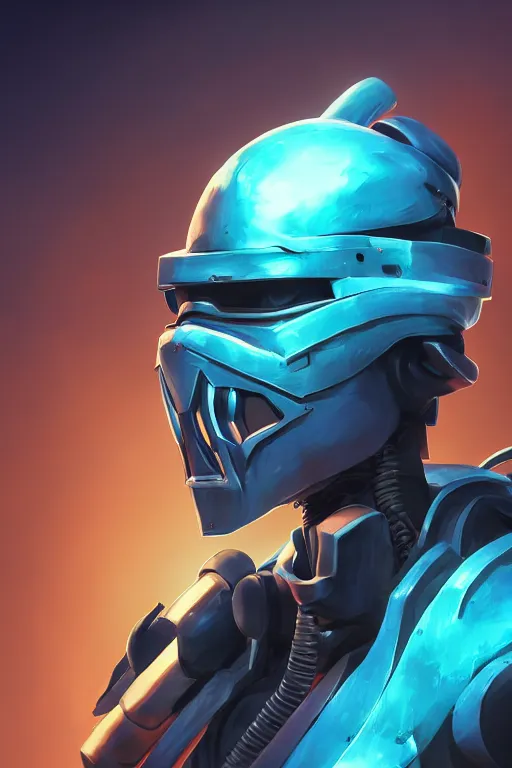 Image similar to epic mask helmet robot ninja portrait stylized as fornite style game design fanart by concept artist gervasio canda, behance hd by jesper ejsing, by rhads, makoto shinkai and lois van baarle, ilya kuvshinov, rossdraws global illumination radiating a glowing aura global illumination ray tracing hdr render in unreal engine 5