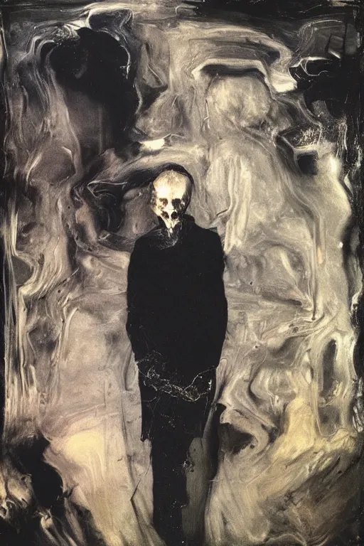Prompt: menacing portrait of medici emerging from the dark void, lonely figure in the darkness, painted by Adrian Ghenie El Greco, painted by Lucian Freud, polaroid, Renaissance, John Singer Sargant, glitch