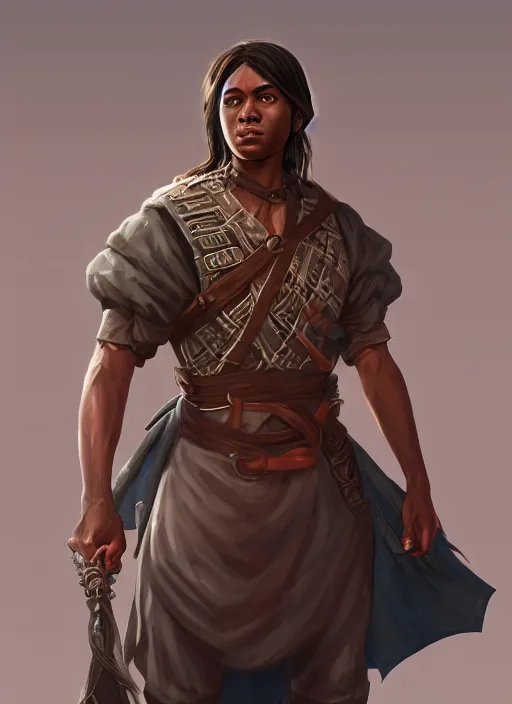 Image similar to An epic fantasy comic book style portrait painting of a young dark skinned long haired boy in plain peasant clothes with intelligent eyes in the style of the wheel of time, unreal 5, DAZ, hyperrealistic, octane render, cosplay, RPG portrait, dynamic lighting