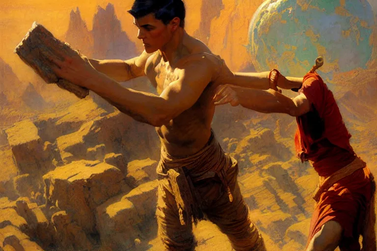 Prompt: earth bender, painting by gaston bussiere, craig mullins, j. c. leyendecker